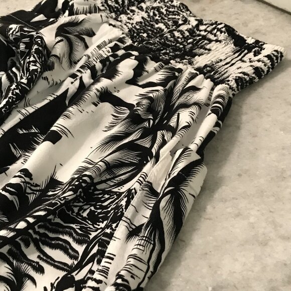 Island Planet Wide Leg Pants Womens Small Black Smocked Waist Pockets Beach Boho - Picture 5 of 12